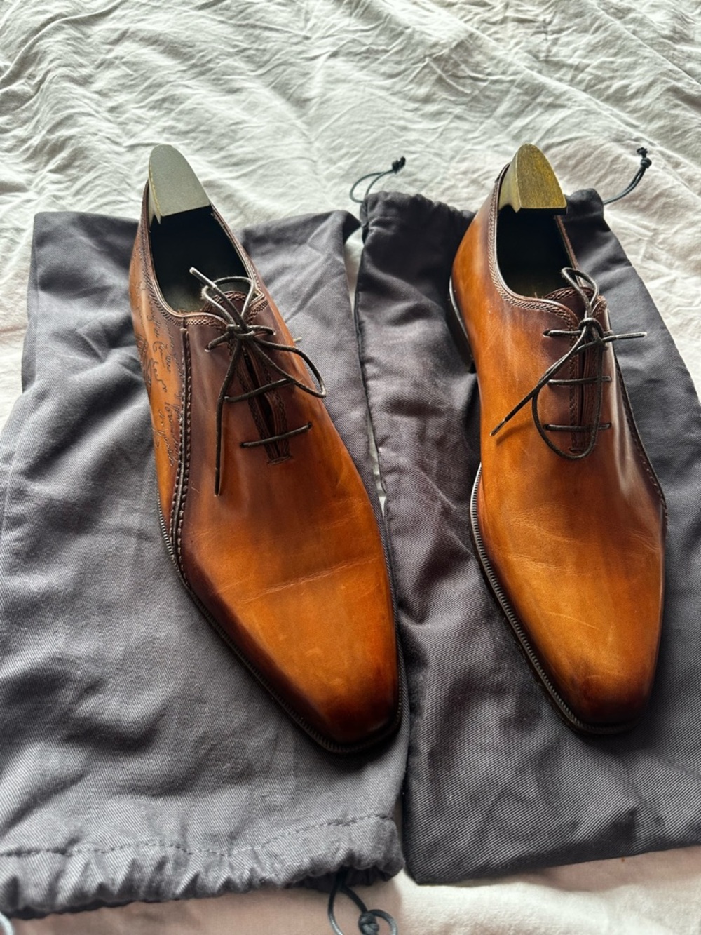 Berluti Paris Venezia Leather Script Oxford Shoes Brown uk 9.5 US Men’s 11 EU44